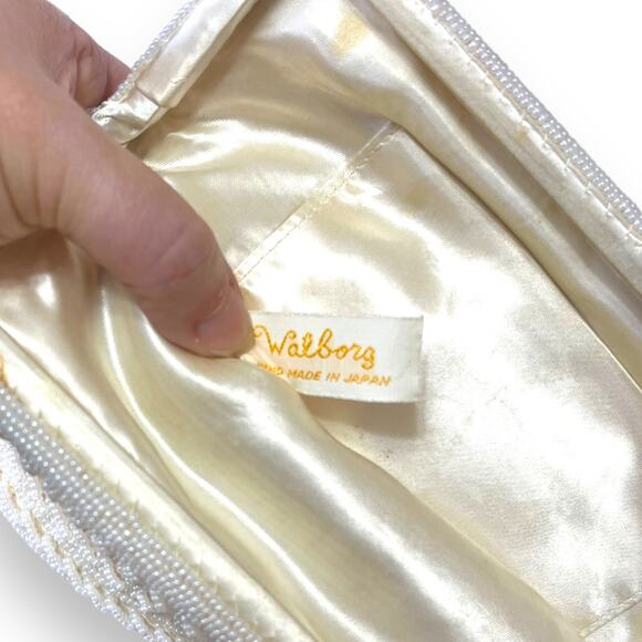 Vintage Cream Beaded Clutch With Wrist Strap And Change Purse - Picture 6 of 10